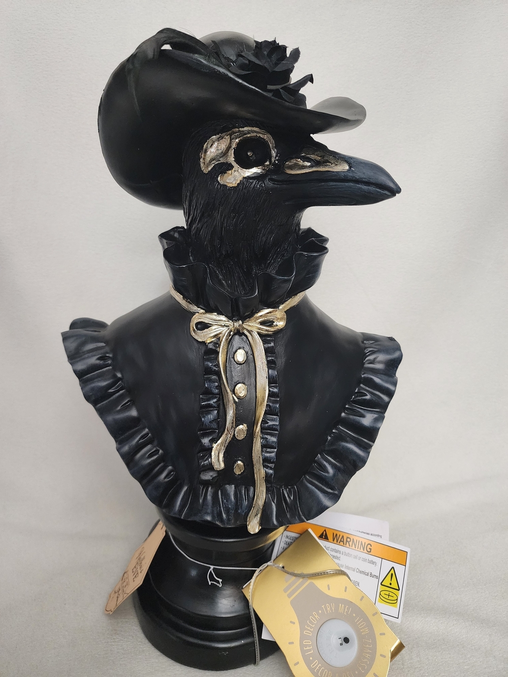 Edgar Allen Poe Lightup Victorian Raven Bust Figurine